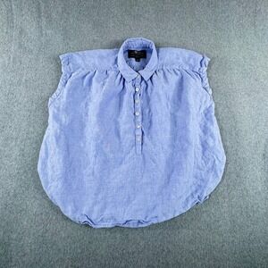 J.CREW Women's Capitaine Shirt In Baird McNutt Irish Linen In Blue M